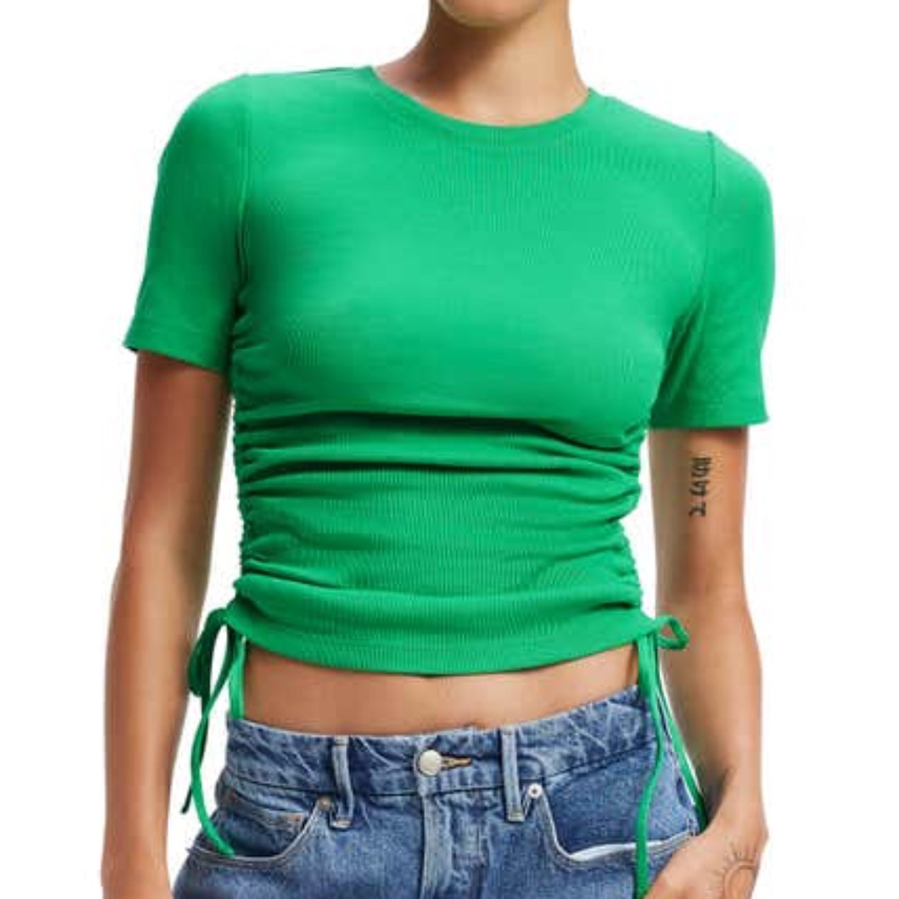 Good American Ruched Side Cotton T-shirt